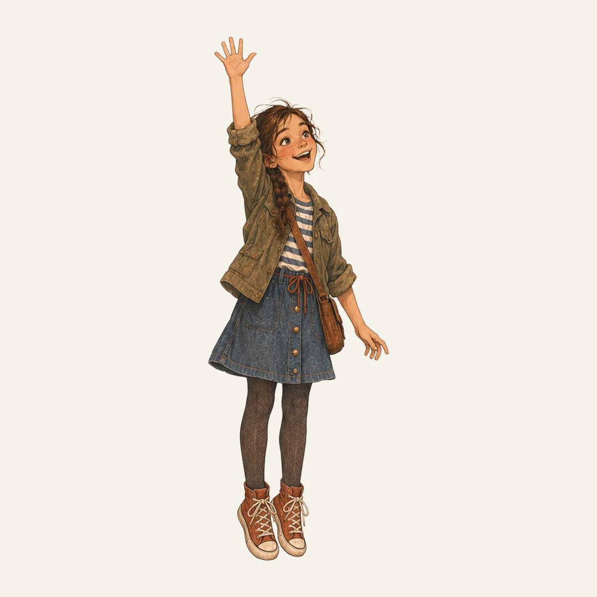 Daria raising her arm high