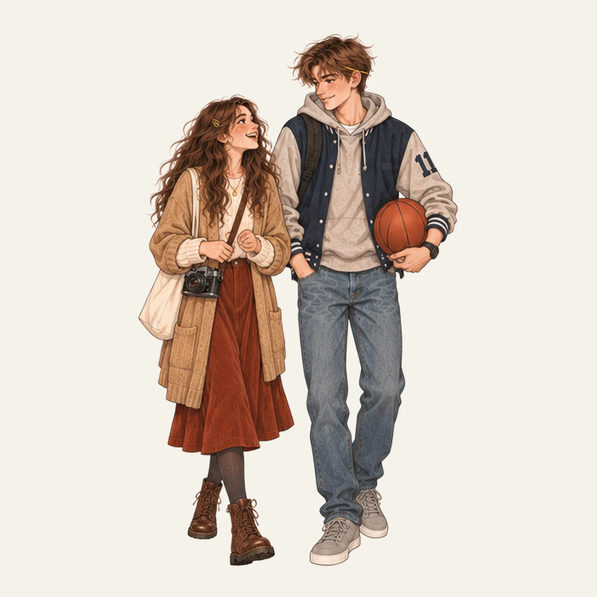 Mila and Leo standing next to each other, laughing
