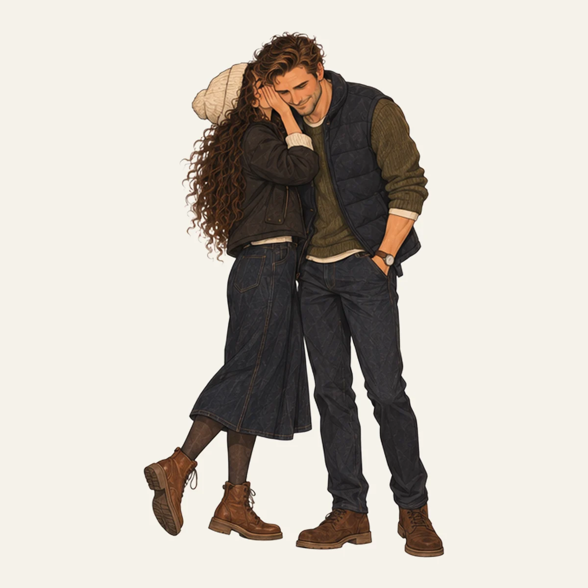 Victoria and Sam standing forehead to forehead