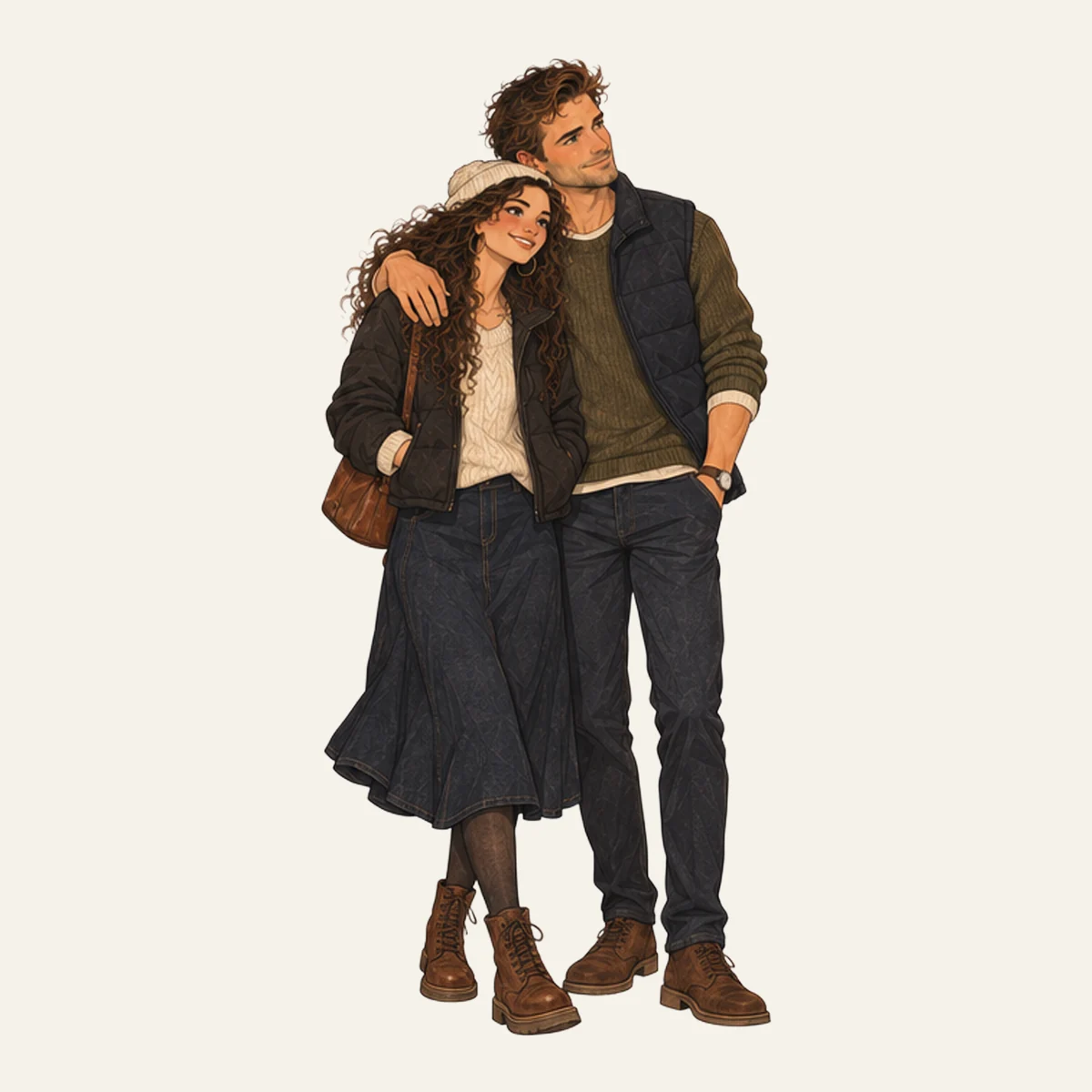 Victoria and Sam standing close, Sam's arm around her shoulders