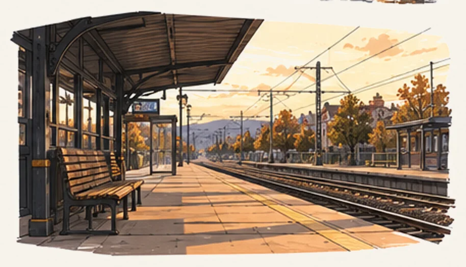 Der alte Bahnhof. Leos Bank unter dem Glasdach.