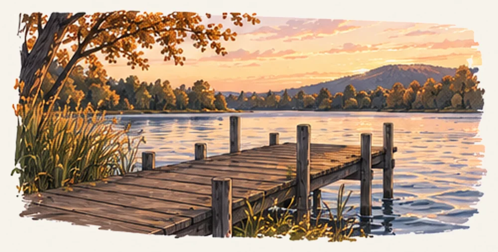 Der Steg am See. Im Sommer schwimmt Mila hier.